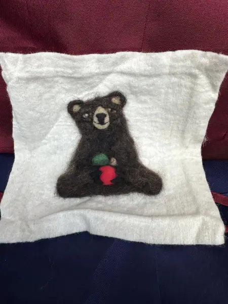 Needle Felted Canvas Art (Bear)