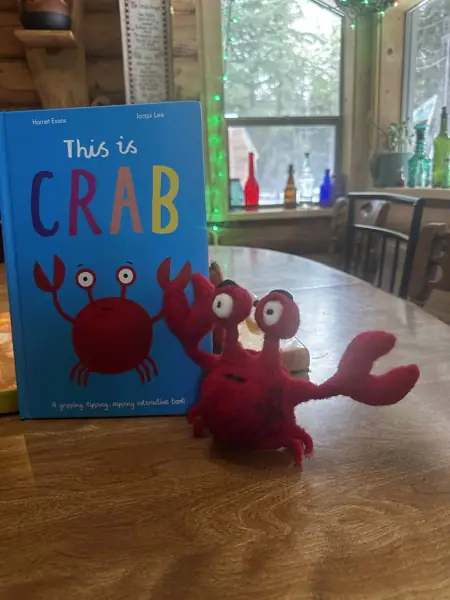 Needle Felted Crab with book