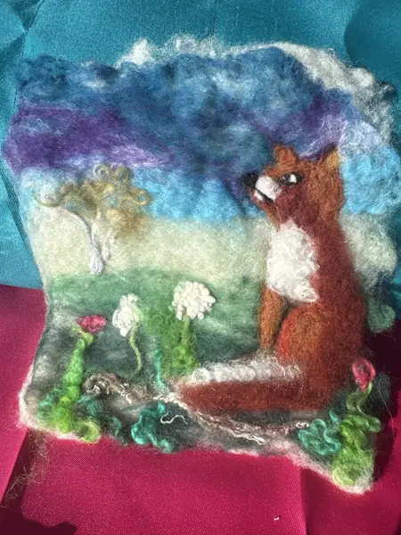 Wet Felted Fox in a Field