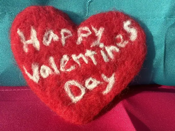 Needle Felted Happy Valentine’s Day Heart Magnet
