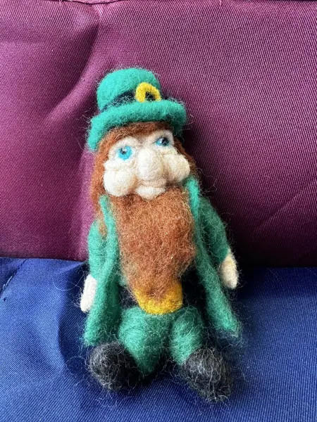 Needle Felted Leprechaun with orange red hair