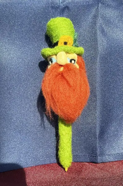 Needle Felted Leprechaun Pen