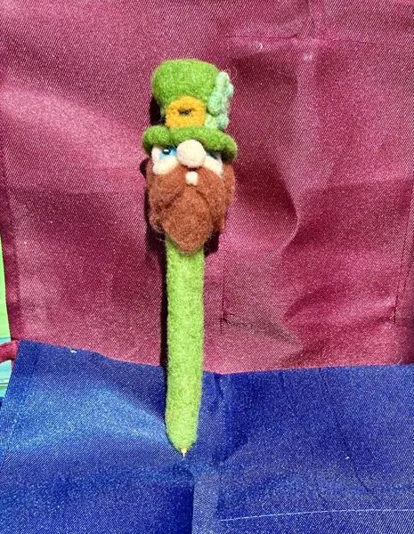Needle Felted Leprechaun Pen #2