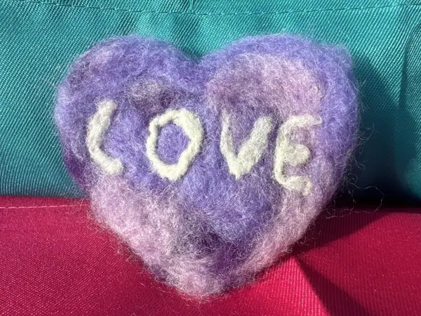 Needle Felted Love Heart Magnet