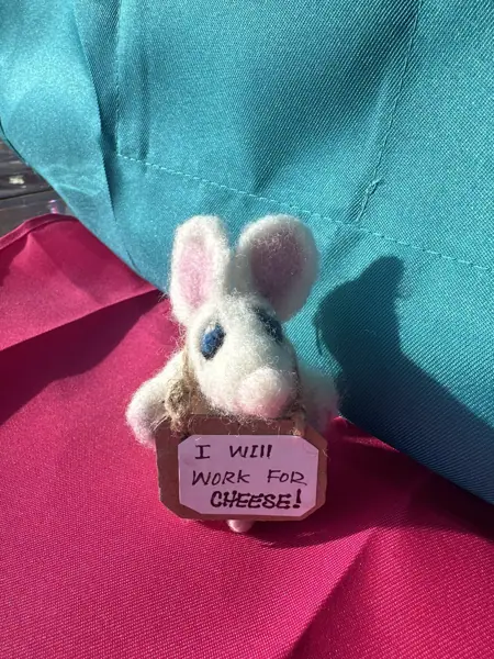 Needle Felted Mouse with Sign