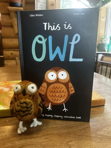 Needle Felted Owl Critter and Book