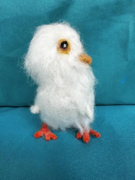 Needle Felted White Baby Chicken