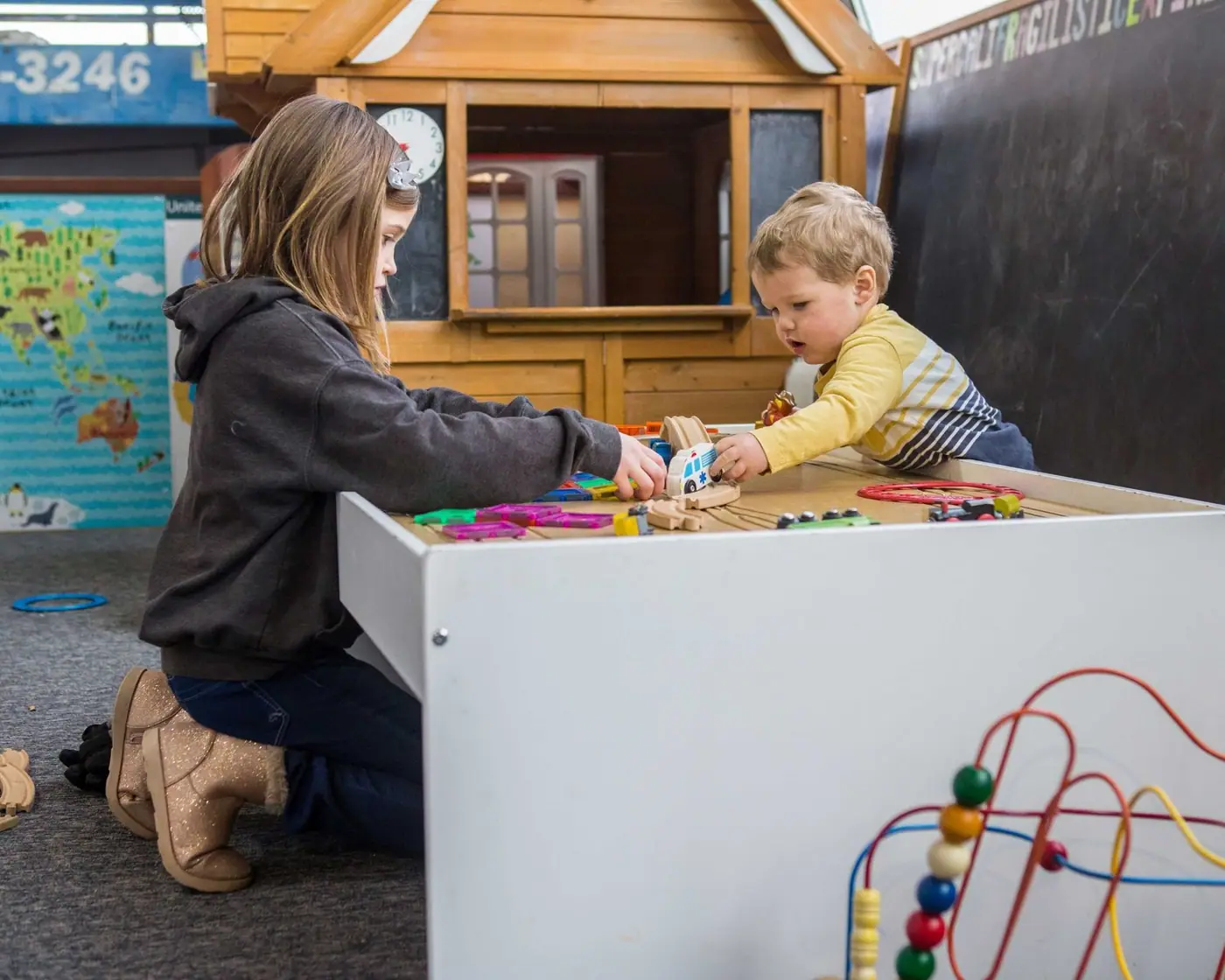Kids playing in the Creations discovery play area